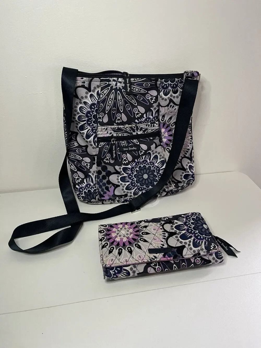 Vera Bradley Mimosa Medallion Hipster Crossbody Bag W Matching Trifold Wallet